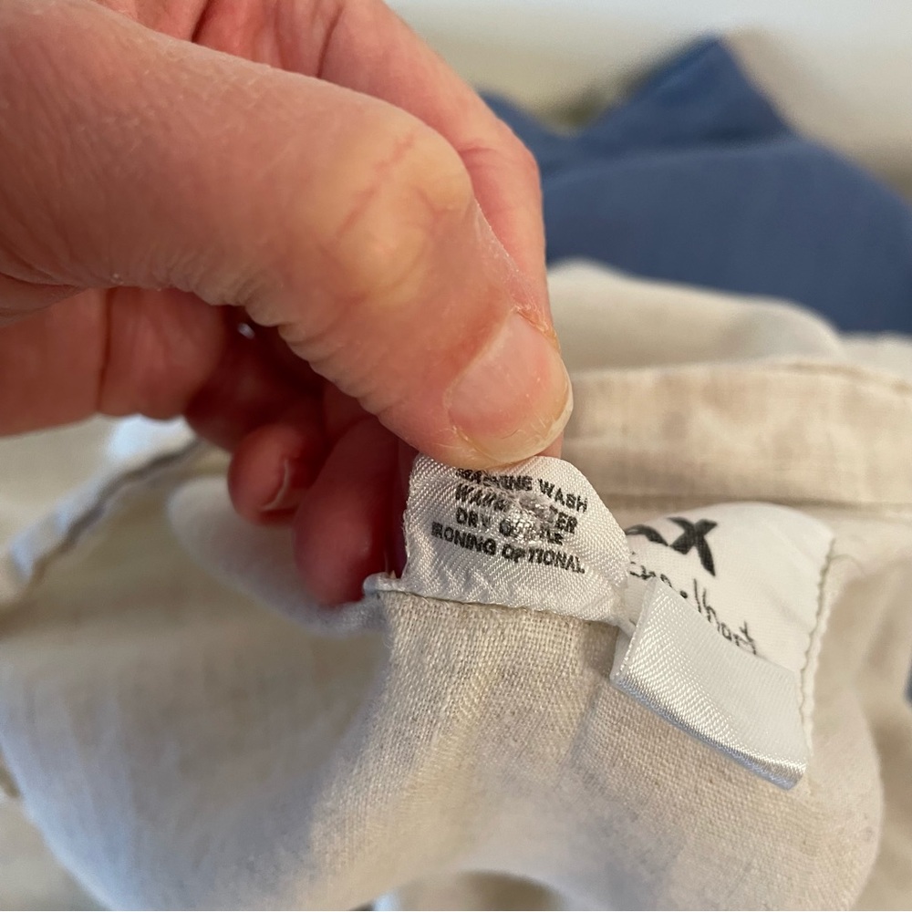 Flax Dress Linen Shirt Long Tunic Lagenlook Minimalist Beige Size Small - Picture 9 of 9